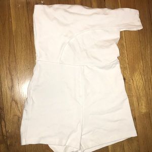 White short one shoulder romper
